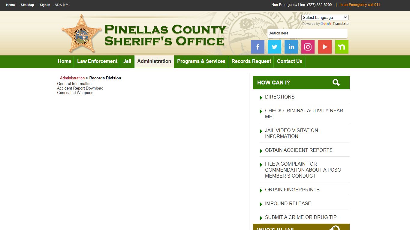 Records Division - Pinellas County Sheriff's Office